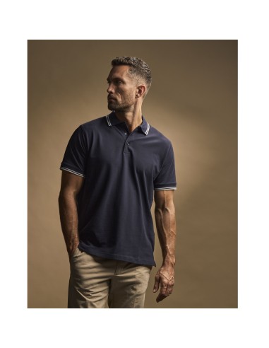 TEE-1407-Mens Luxury Stripe Stretch Polo